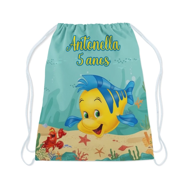 Mochilinha Personalizada Linguado Pequena Sereia