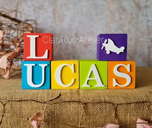 Cubos com Nome 6x6cm Ursinho Aviador