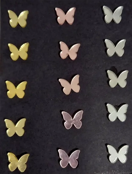Mini Apliques Borboleta Acrílico Espelhado - 2 Cartela
