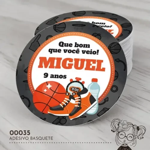 Adesivo Redondo Basquete - 00035