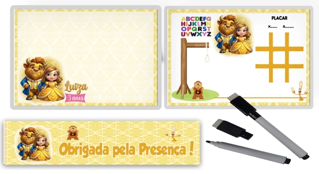 Lousa Magica Infantil Personalizada da Bela e Fera