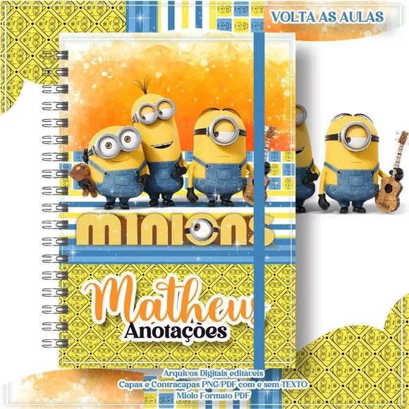 Caderno ou Agenda Personalizada Minions
