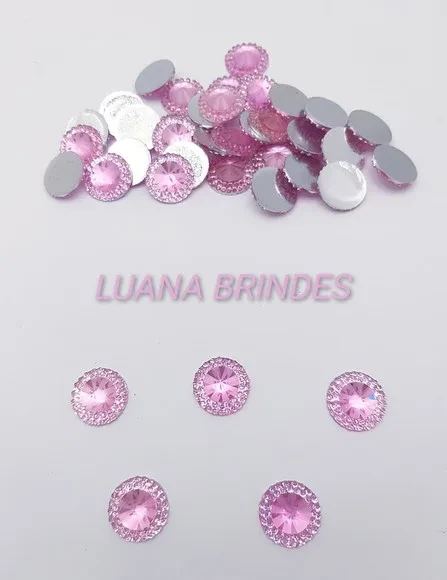 Chaton Rosa Redondo - 14mm - pct c/50 unidades