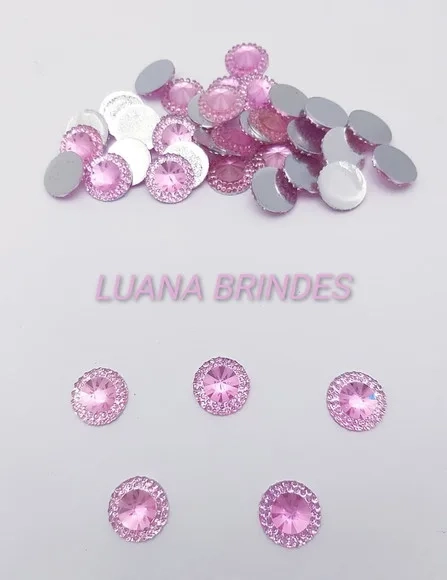 Chaton Rosa Redondo - 14mm - pct c/50 unidades