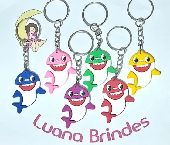 Chaveiro Baby Shark Emborrachado Pacote com 6 Unidades