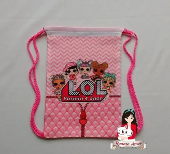 Mochila de Tecido Personalizada Lol Surprise Rosa