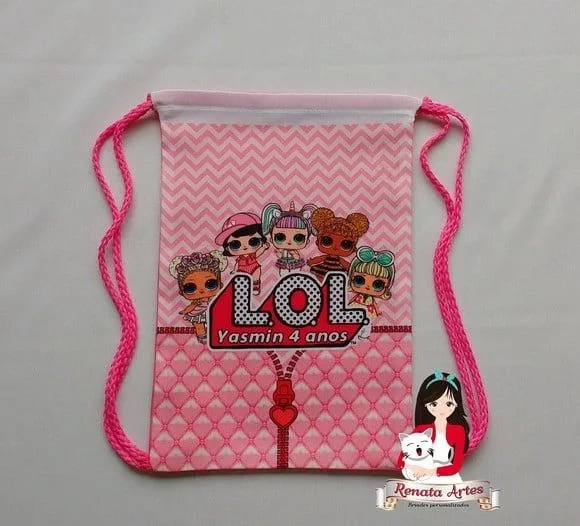 Mochila de Tecido Personalizada Lol Surprise Rosa
