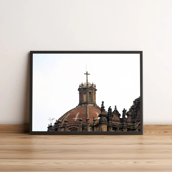 Quadro Decorativo Cúpula de Igreja Antiga com Cruz 2078