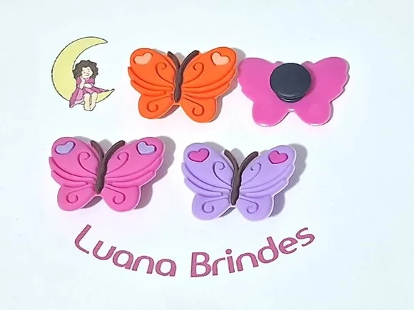 Pins de Crocs Borboleta Emborrachado Pacote com 6 Unidades