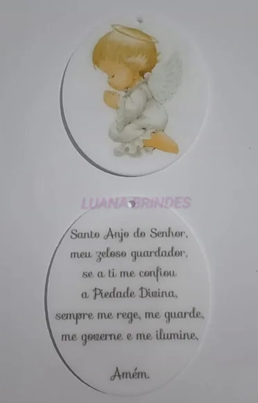 Medalhão Anjo da Guarda de Acrilico Pct 3 Unidades