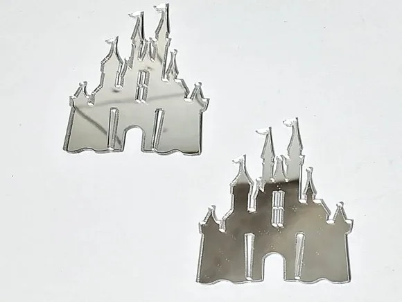 Apliques Castelo de Acrílico Espelhado 5cm Pacotes com 4 Uni