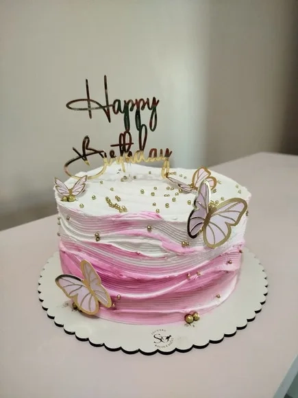 Arquivo Digital - Topo de Bolo Happy Birthday + Borboletas