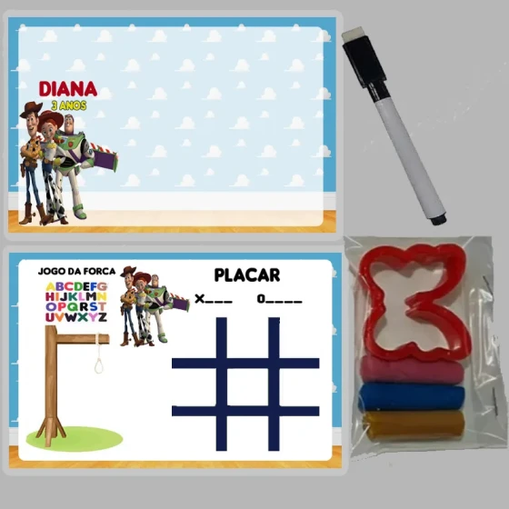 KIT Lousa Magica +massinha de modelar personalizada Toy STory