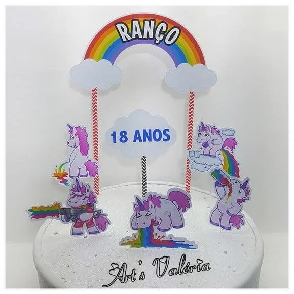 Topo de Bolo Unicórnio Ranço