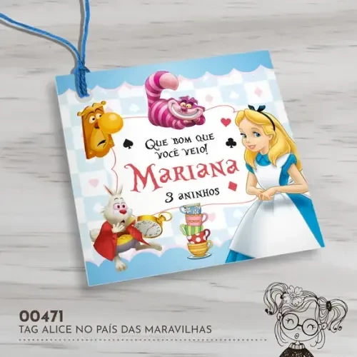 Tag Quadrada Alice no País das Maravilhas - 00471