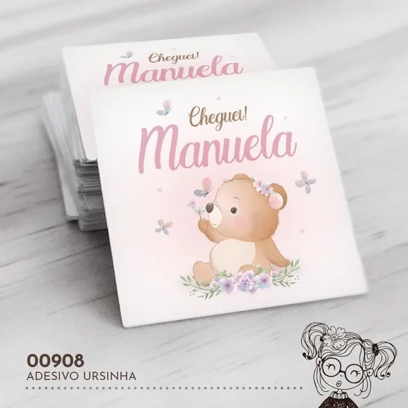 Adesivo Quadrado Ursinha - 00908