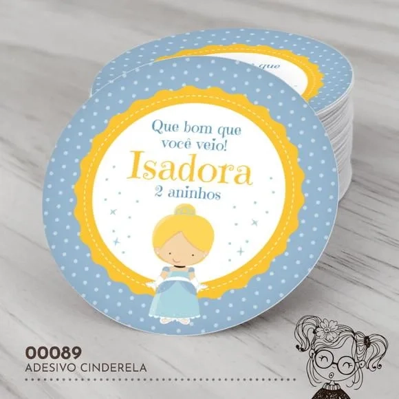 Adesivo Redondo Cinderela - 00089