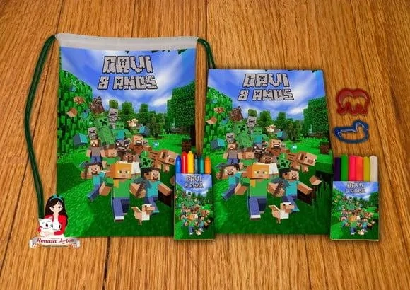 Kit Passatempo Personalizado na Mochila Minecraft 2