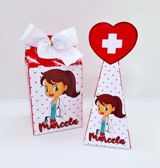 PEGUE E MONTE - Kit Festa ENFERMEIRA - Decoração de Festa - Caixinhas Personalizadas