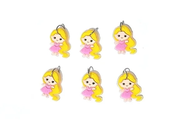 Pingente Mini Princesa 2,5cm Emborrachado Pacote C/6 Unidade
