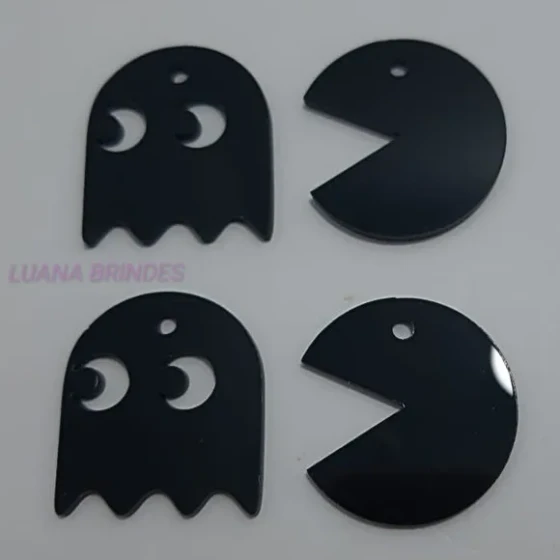 Pingente Personagens de Acrílico Preto - pct c/6 unid