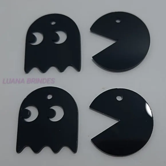 Pingente Personagens de Acrílico Preto - pct c/6 unid