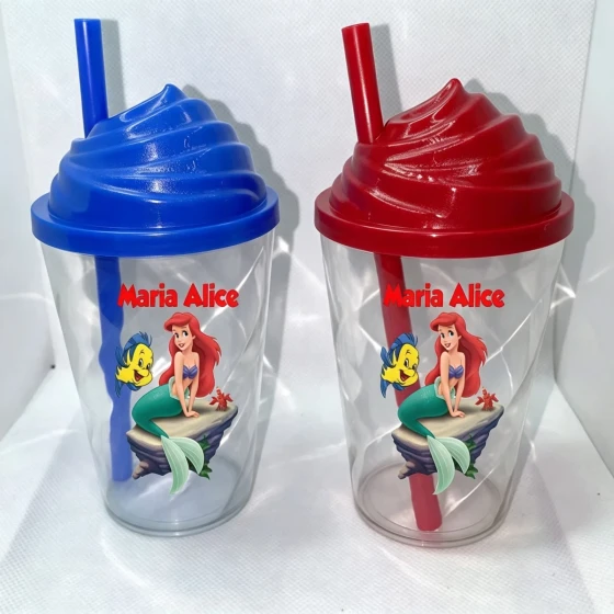 Copo Tampa Chantilly Personalizadoda Sereia Ariel