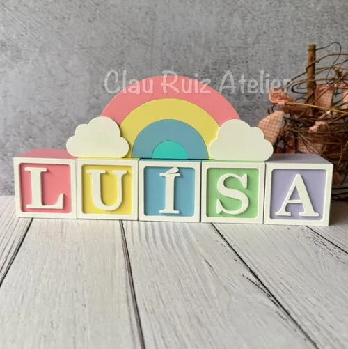 Candy Colors - Cubos 6x6cm Ts + Arco Íris. Decoração Bebê