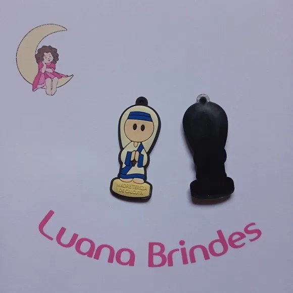 Pingente Madre Tereza de Calcutá de Borracha 5,2cm Pct 5 Und