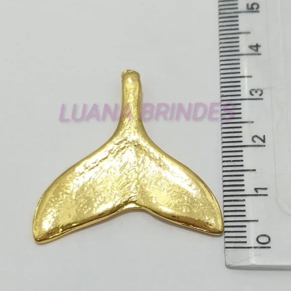 Pingente Calda de Sereia de Metal Dourado-pct c/3 unid