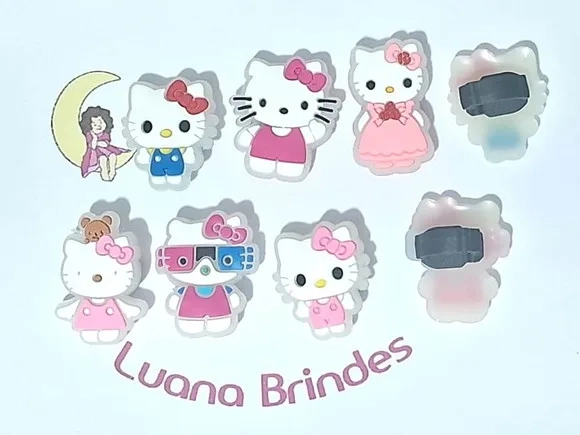Pins para Cadarço Hello Kitty Flourescente 6 Unidades