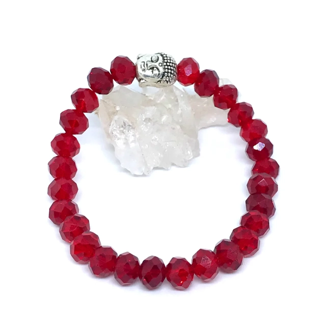 Pulseira Japamala com cristais vermelho 27 contas