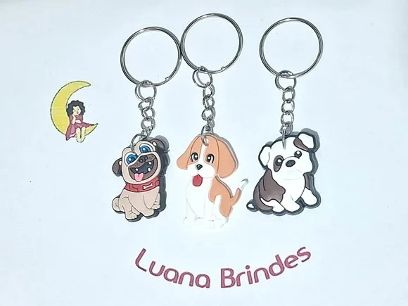 Chaveiro Cachorros Emborrachado Pacote com 6 Unidades