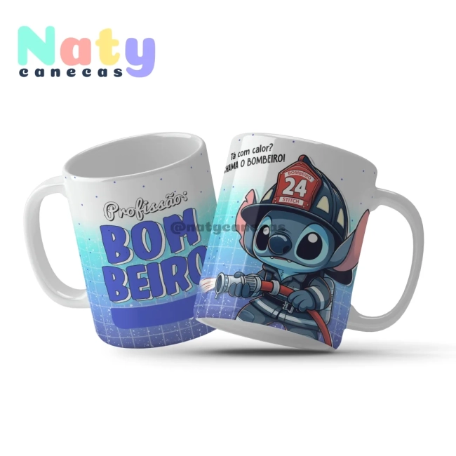 Caneca  Stitch Profissões Masculinas Personalize com Nome.