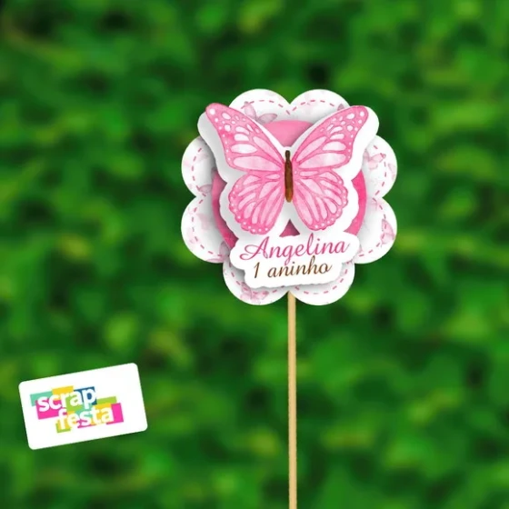 Topper para Centro de Mesa Jardim Encantado Borboletas