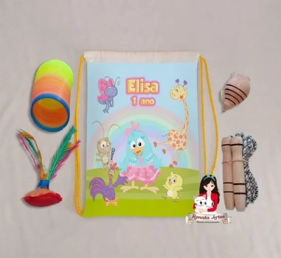 Mochila Boa Infância Personalizada Tema Galinha Pintadinha