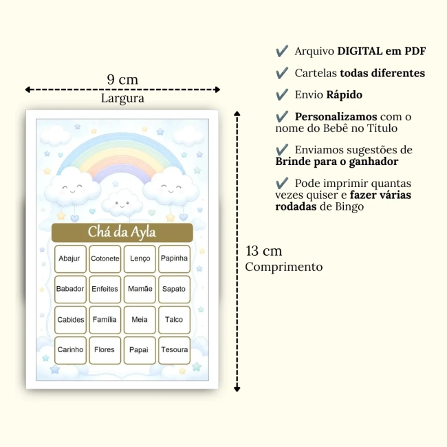 Bingo Chá de Bebê Menina PDF Para Imprimir