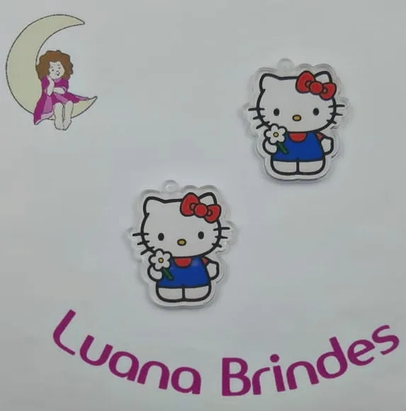 Pingentes Hello Kitty de Acrílico Adesivado 4cm