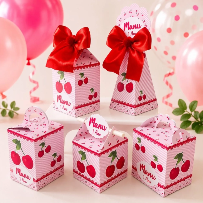 kit caixinhas Cereja | Personalizado | Festa infantil | Pré montada | Mimo| Personalizados