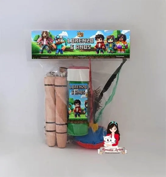 Kit Lembrancinha com Bolha de Sabão Minecraft Filme