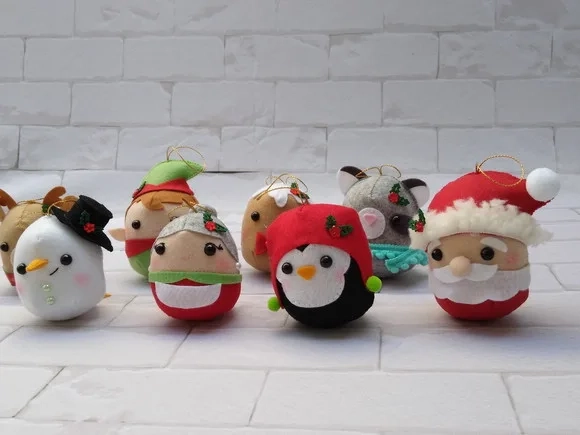 Kit 8 Bolas Puffys Natalino em Feltro