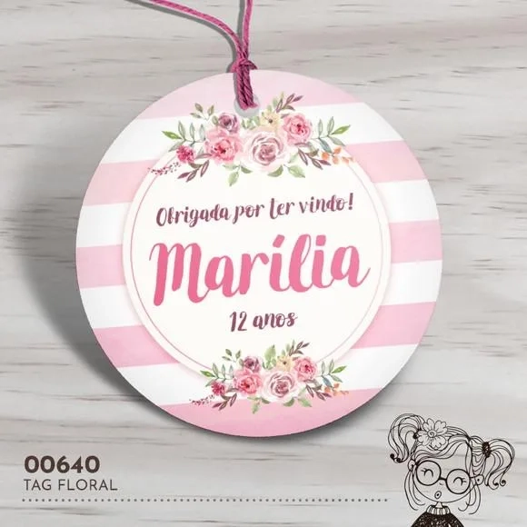 Tag Redonda Floral - 00640
