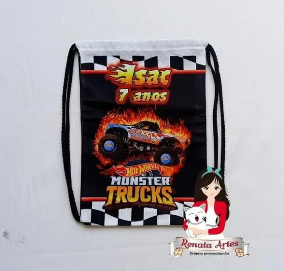 Mochila de Tecido Personalizada Hot Wheels Monster Truck 2