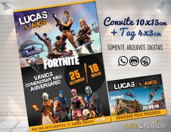 CONVITE DIGITAL C/TAG Fortnite 2