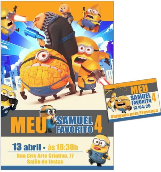 Convite Digital C/tag Minions 4