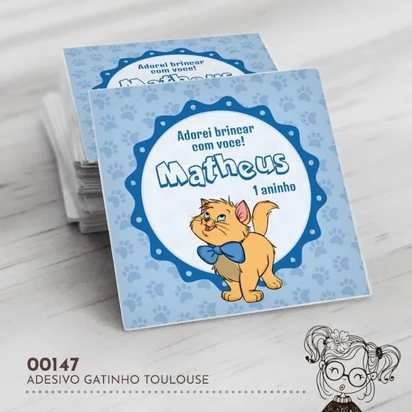 Adesivo Quadrado Gatinho Toulouse - 00147