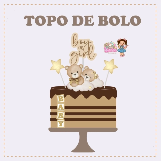 Kit Festa Só Um Bolinho CHA REVELAÇÃO URSINHO - Decoração de Festa