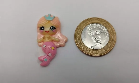 Aplique Sereia Rosa em Resina de 3,6cm - 5 Unidades