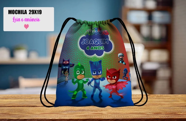 Mochilinha personalizada para lembrancinhados Pj Masks