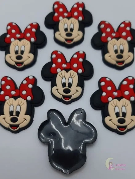 Aplique Minnie Carinha de Borracha - Pct C/7 Unidades